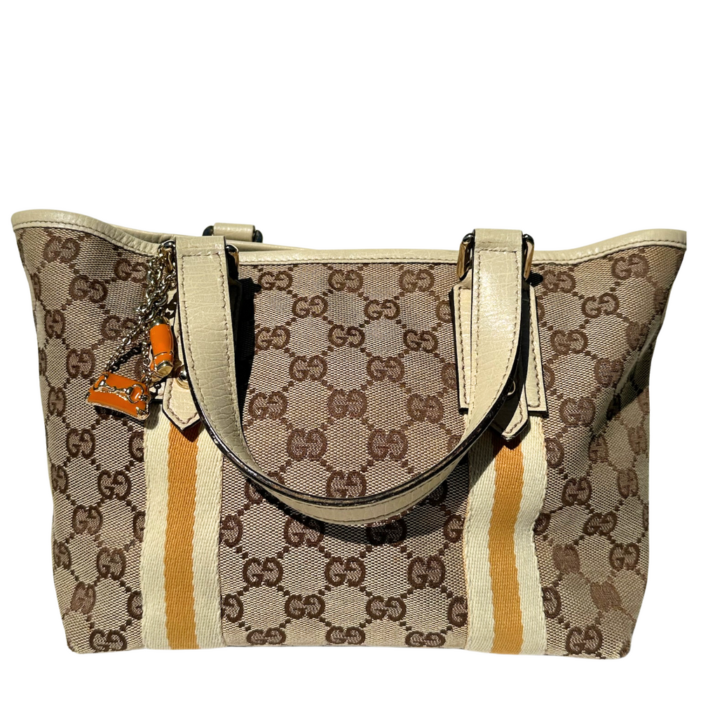 Gucci Jolicoeur Yellow Stripe GG Canvas Mini Tote