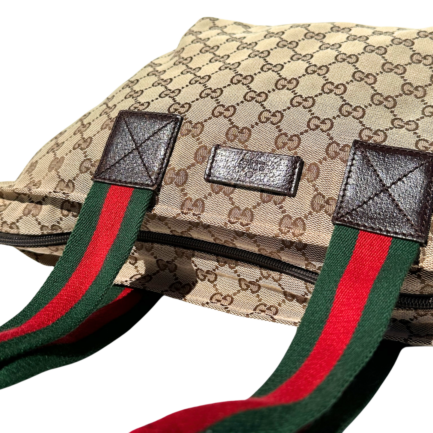 
                  
                    Gucci GG Canvas Zippered Tote - Red + Green
                  
                