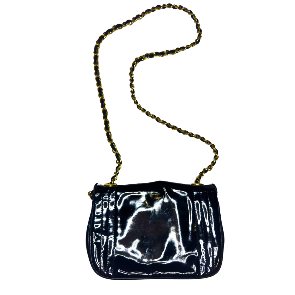 
                  
                    Chanel Black Patent Leather Mini Flap Shoulder Bag - 93tothesun
                  
                