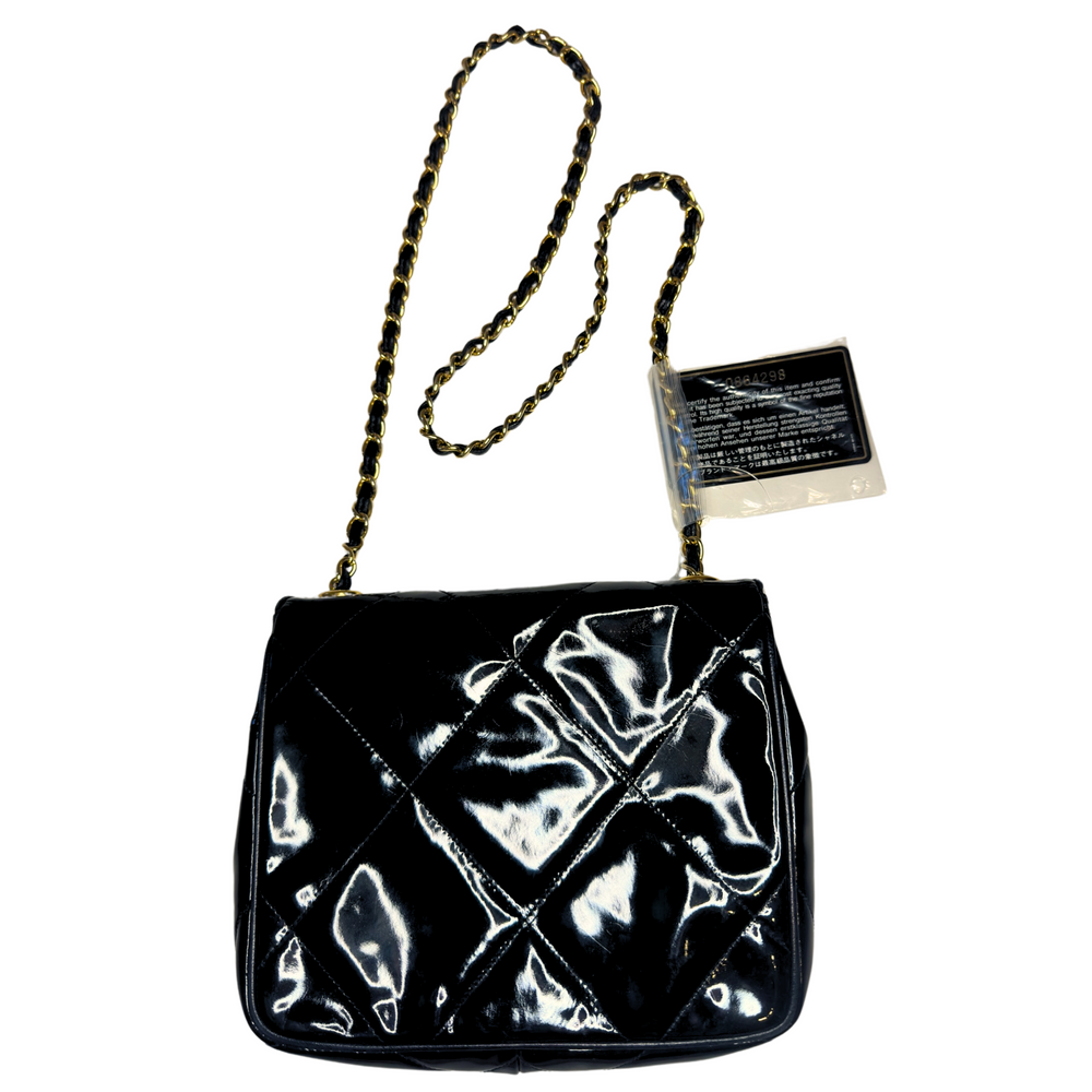 
                  
                    Chanel Black Patent Leather Square Shoulder Bag - 93tothesun
                  
                