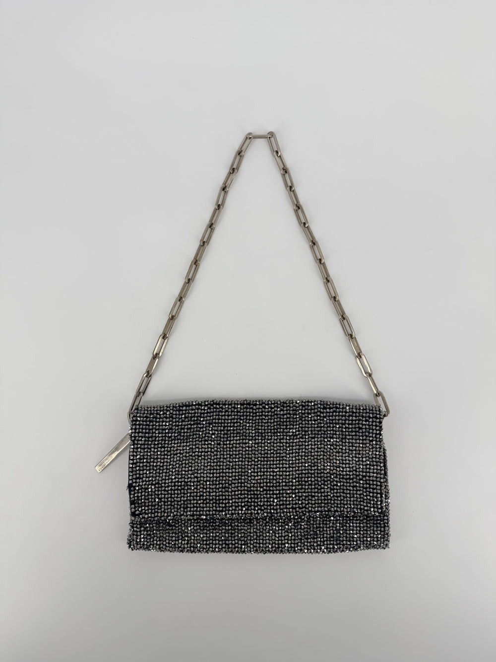 Tom Ford Era Gucci Grey Crystal Beaded Chain Bag – Early 2000s Archival Collectible