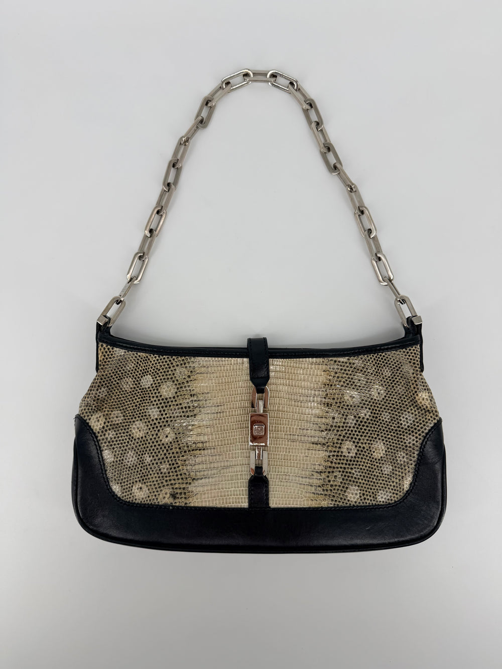 Tom Ford Era Gucci Lizard Skin and Leather Chain Bag – Early 2000s Archival Collectible